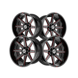 1 X XF Off-Road XF-236 Gloss Black & Red Milled 20X10 8x165.1/8x170 125.2 Hub -12 Offset Black, Red Wheel Rim