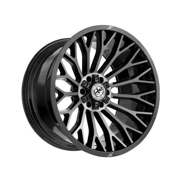 1 X XF Off-Road XF-237 Gloss Black & Brushed Double Dark Tint 20X10 8x165.1/8x170 125.2 Hub -12 Offset Black Wheel Rim