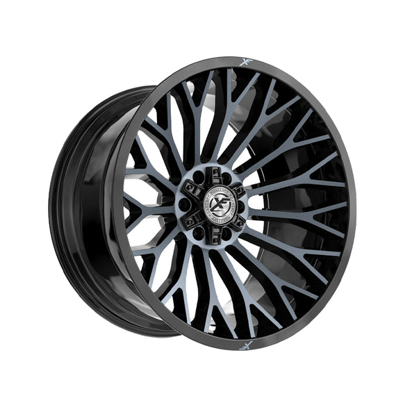 1 X XF Off-Road XF-237 Gloss Black & Machined Titanium Double Dark Tint 20X9 5x127/5x139.7 78.1 Hub 12 Offset Black Wheel Rim