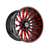 1 X XF Off-Road XF-237 Gloss Black & Red Milled 20X9 6x135/6x139.7 106.4 Hub 0 Offset Black, Red Wheel Rim