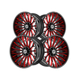 1 X XF Off-Road XF-237 Gloss Black & Red Milled 20X9 6x135/6x139.7 106.4 Hub 0 Offset Black, Red Wheel Rim