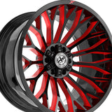 1 X XF Off-Road XF-237 Gloss Black & Red Milled 20X9 6x135/6x139.7 106.4 Hub 0 Offset Black, Red Wheel Rim