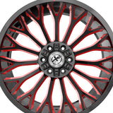 1 X XF Off-Road XF-237 Gloss Black & Red Milled 20X9 6x135/6x139.7 106.4 Hub 0 Offset Black, Red Wheel Rim