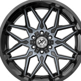 1 X XF Off-Road XF-238 Gloss Black & Machined Titanium Double Dark Tint 20X10 5x127/5x139.7 78.1 Hub -12 Offset Black Wheel Rim