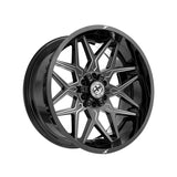 1 X XF Off-Road XF-238 Gloss Black & Milled 20X10 5x127/5x139.7 78.1 Hub -12 Offset Black Wheel Rim