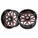 1 X XF Off-Road XF-238 Gloss Black & Red Milled 17X9 6x135/6x139.7 106.4 Hub 12 Offset Black, Red Wheel Rim