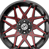 1 X XF Off-Road XF-238 Gloss Black & Red Milled 17X9 6x135/6x139.7 106.4 Hub 12 Offset Black, Red Wheel Rim