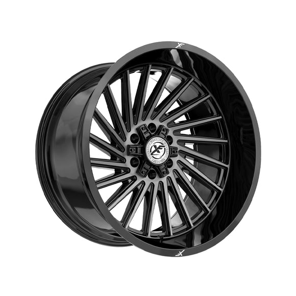 1 X XF Off-Road XF-239 Gloss Black & Brushed Double Dark Tint 20X10 8x165.1/8x170 125.2 Hub -12 Offset Black Wheel Rim