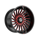 1 X XF Off-Road XF-239 Gloss Black & Red Machined 22X12 8x165.1/8x170 125.2 Hub -44 Offset Black, Red Wheel Rim