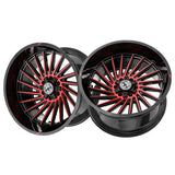 1 X XF Off-Road XF-239 Gloss Black & Red Machined 22X12 8x165.1/8x170 125.2 Hub -44 Offset Black, Red Wheel Rim