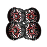 1 X XF Off-Road XF-239 Gloss Black & Red Machined 22X12 8x165.1/8x170 125.2 Hub -44 Offset Black, Red Wheel Rim