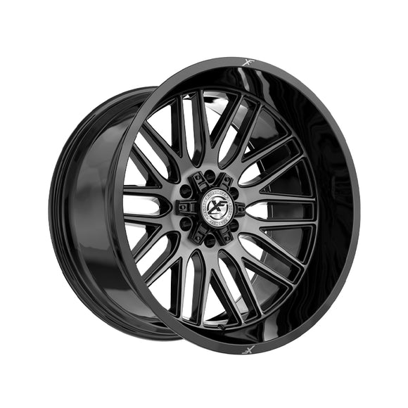 1 X XF Off-Road XF-240 Gloss Black & Brushed Double Dark Tint 17X9 6x135/6x139.7 106.4 Hub 12 Offset Black Wheel Rim