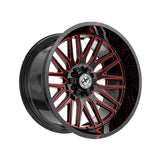 1 X XF Off-Road XF-240 Gloss Black & Red Milled 18X9 5x127/5x139.7 78.1 Hub 12 Offset Black, Red Wheel Rim