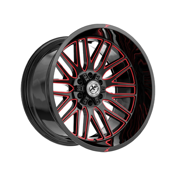 1 X XF Off-Road XF-240 Gloss Black & Red Milled 20X10 5x127/5x139.7 78.1 Hub -24 Offset Black, Red Wheel Rim
