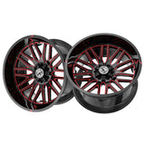 1 X XF Off-Road XF-240 Gloss Black & Red Milled 17X9 6x135/6x139.7 106.4 Hub 12 Offset Black, Red Wheel Rim