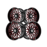 1 X XF Off-Road XF-240 Gloss Black & Red Milled 17X9 6x135/6x139.7 106.4 Hub 0 Offset Black, Red Wheel Rim