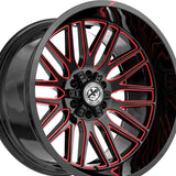 1 X XF Off-Road XF-240 Gloss Black & Red Milled 17X9 6x135/6x139.7 106.4 Hub 12 Offset Black, Red Wheel Rim