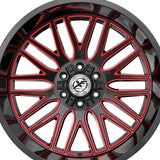 1 X XF Off-Road XF-240 Gloss Black & Red Milled 17X9 6x135/6x139.7 106.4 Hub 0 Offset Black, Red Wheel Rim