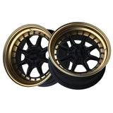 1 X XXR 002 15X8 4-100 73.1 Hub +0 Offset Flat Black / Bronze Lip Wheel Rim