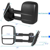 Coolstuffguru Compatible with Chevy Silverado GMC Sierra Manual Extend Towing Hauling Side Mirrors L+R