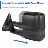 Coolstuffguru Compatible with Chevy Silverado GMC Sierra Facelift Power Heat Extend Tow Mirrors w/ Smoke Lens LED Signal