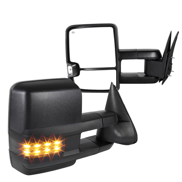 Coolstuffguru Compatible with Chevy Silverado GMC Sierra Facelift Power Heat Extend Tow Mirrors w/ Smoke Lens LED Signal